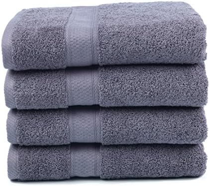 700 GSM Premium Bath Towels Set of 4 - 100% Cotton, Super Soft, Ultra Absorbent (30" X 52") (Grey)