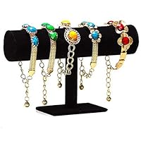 JC HUMMINGBIRD T-Bar Jewelry Bracelet Black Velvet Stand for Home Organization