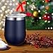 Fungun 4 Pack Stemless Wine Tumbler, 12 Oz Stainless Steel Wine Glass with Straws, Unbreakable Double Wall Cup Insulated Tumbler with Lids for Wine, Coffee, Drinks, Cocktails, Champagne(Navy Blue)