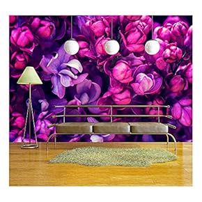 Lilac Flowers Background - Removable Wall Mural | Self-Adhesive Large Wallpaper - 66x96 inches