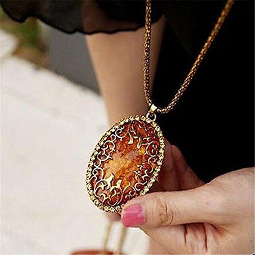 Jaywine2 Charm Woman Jewelry Vintage Amber Hollow Classic Surround Pendant Necklace Gift