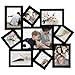 Adeco 9 Openings Decorative Black wood Wall hanging Collage Picture Linear Collage Picture Photo Frame - Made to Display Four 3x3, Two 3.5x5, Two 5x3.5, and One 5x7 photos