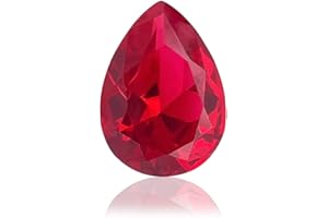 Gryrigns Pear Shape Loose Synthetic Ruby Stone Polished Teardrop Red Corundum Gemstone Machine-Cut Faceted 3A VVS (1Pcs)
