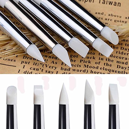 Sunsee 5pcs Silicone Nail Art Dotting Manicure Painting Drawing Polish Brush Pen Tool