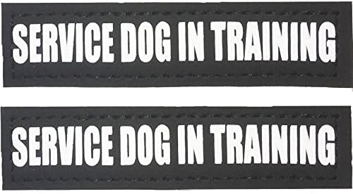 Albcorp Reflective Service Dog In Training Patches with Hook Backing for Service Animal Vests /Harnesses Small (4.6 X 1) Inch