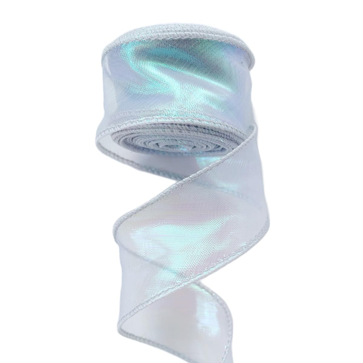 Photo 1 of 4 Rolls 10 Yard Iridescent Sheer Wired Organza Ribbon Shimmer Chiffon Curling Ribbon for Floral Bouquets,Gift Wrapping for Valentine's Wedding Christmas Party Decor (1.57inch,Silver)