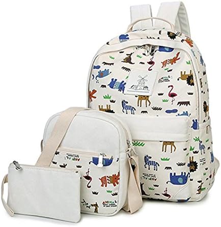Tiezy Mini Backpack Handy Women Daypack Canvas Shoulder Bookbag White