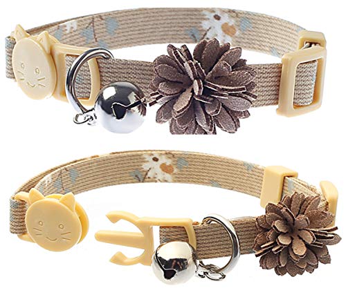 Pack of 3 Cat Flower Collar - Breakaway Small Dog Collars with Bell