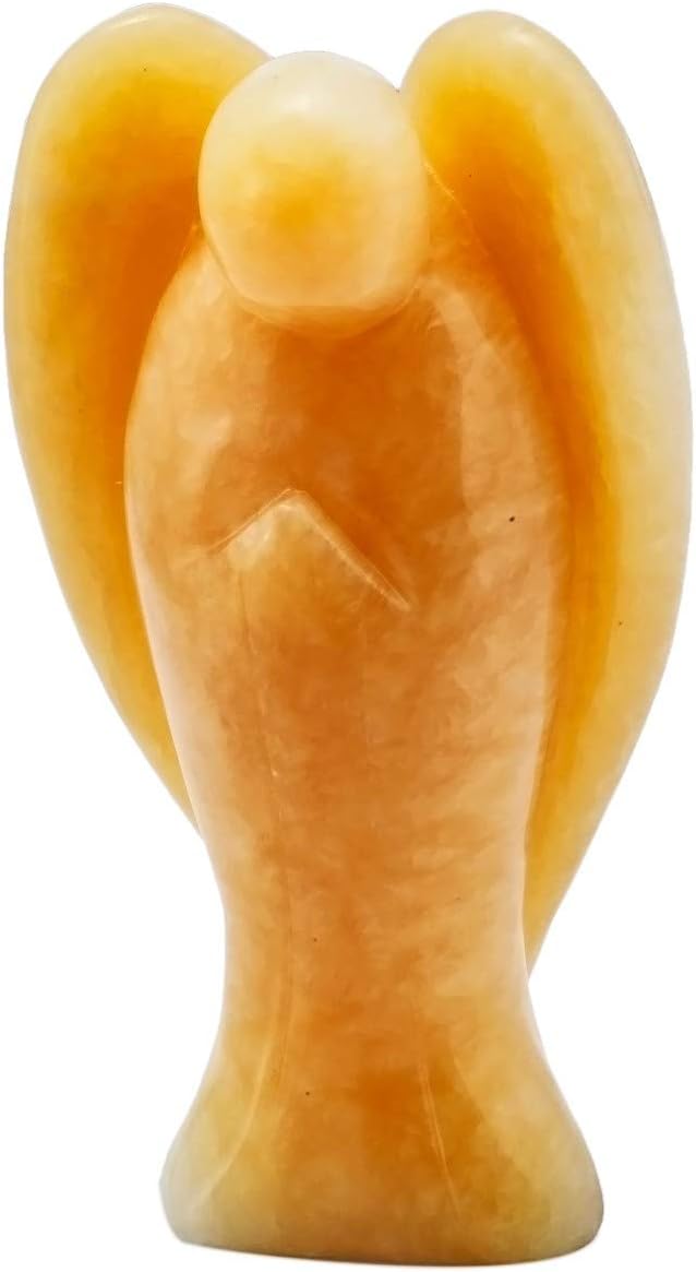 mookaitedecor 3 Inch Yellow Jade Crystal Guardian Angel Gemstone Carved Figurine Statue Home Ornament, Healing Crystal Gifts - Image 4