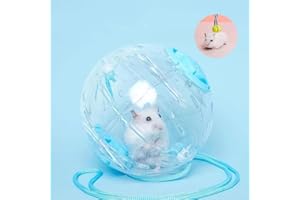 GYWHZC Hamster Running Ball with Rope, Pet Small Animals Exercise Running Toys, Small Silent Exercise Wheel Small Animals Cage Accessories Small Animal Pet Toys Ball (Blue, 5.9"")