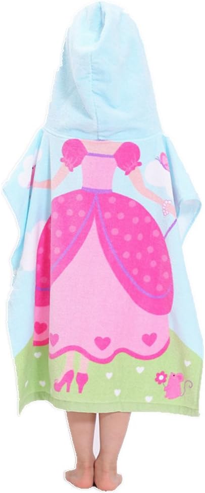 Boys Girls Hooded Beach Towel Poncho - Kids Girls 100% Cotton Quick Dry Bathrobe Bath Blanket Baby Swimming Surfing Sport Robe Cartoon Travel Holiday