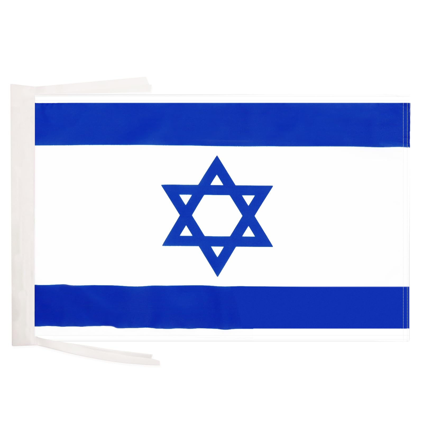 AZ FLAG - Israel Flag - 18'' x 12'' - 100% Polyester Israeli - Jewish Small Banner with Two Cords - Fade Resistant - Vivid Colors - 18x12 in - 45x30 Cm โ image 1