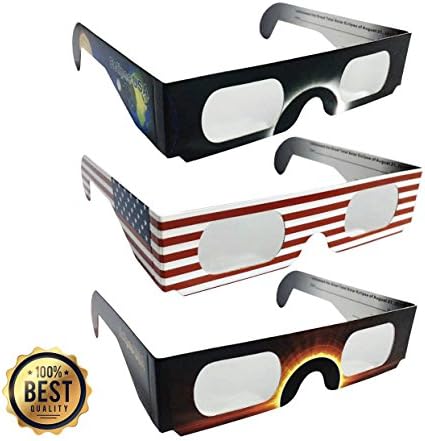 Solar Eclipse Glasses - CE and ISO Certified Safe for Solar Eclipse Viewing Glasses - CUSTOM, WRITABLE, THICK LENS - Premium TagProducts Shades - Viewer and filters (10 Pack) (Space View)
