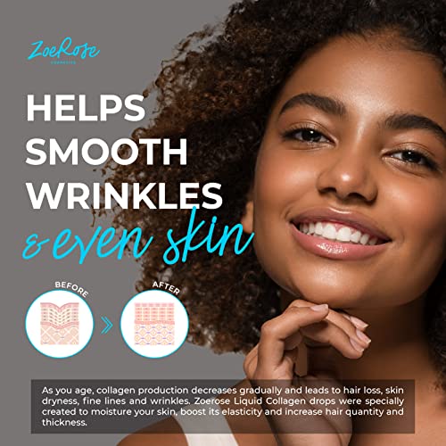 Liquid Collagen & Biotin Drops 30,000mcg - Made in USA - Natural Biotin and Collagen Supplements for Joint, Nail, Skin Health & Fast Hair Growth - Liquid Biotin 5,000mcg, Collagen Liquid 25,000mcg