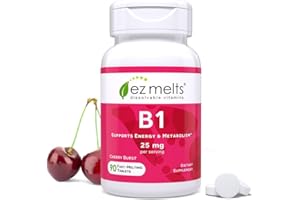 EZ Melts Dissolvable Vitamin B1 25 mg, Sugar-Free, 45-Day Supply - 1 Pack