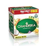 chandrika oval, 4 soaps, 3 of 125 grams and 1 of 75