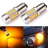 ENDPAGE 1157 2057 2357 7528 BAY15D LED Bulb 2-pack, Amber Yellow, Extremely Bright, 54-SMD with Projector Lens, 10-30V, Work as Turn Signal Blinker Lights