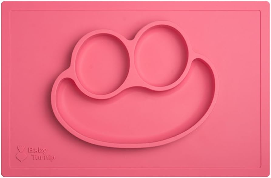 Baby Turnip Fun Meal Placemat (Pink) - Silicone Baby Plate & Placemat