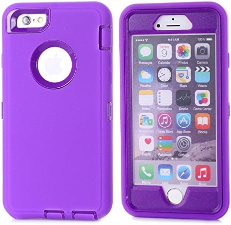 IIYBC Hybrid Heavy Duty Plastic Bumper Soft Silcone Case Cover For Apple iPhone 6s &amp; iPhone 6 4.7" (Purple)