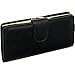 Mundi Women Leather Suburban Rio Clutch Checkbook Wallet (Black w/Gold Hardware)