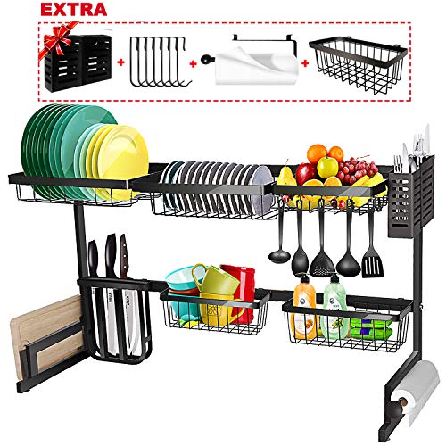Over-the-Sink-Dish-Drying-Rack-Tmsine-Adjustable-2-Tier-Large-Dish-Dryer-Rack-for-Kitchen-Organizer-Storage-Space-Saver-Shelf-Utensils-Holder-Tableware-Drainer-32-Sink-Size--395inch