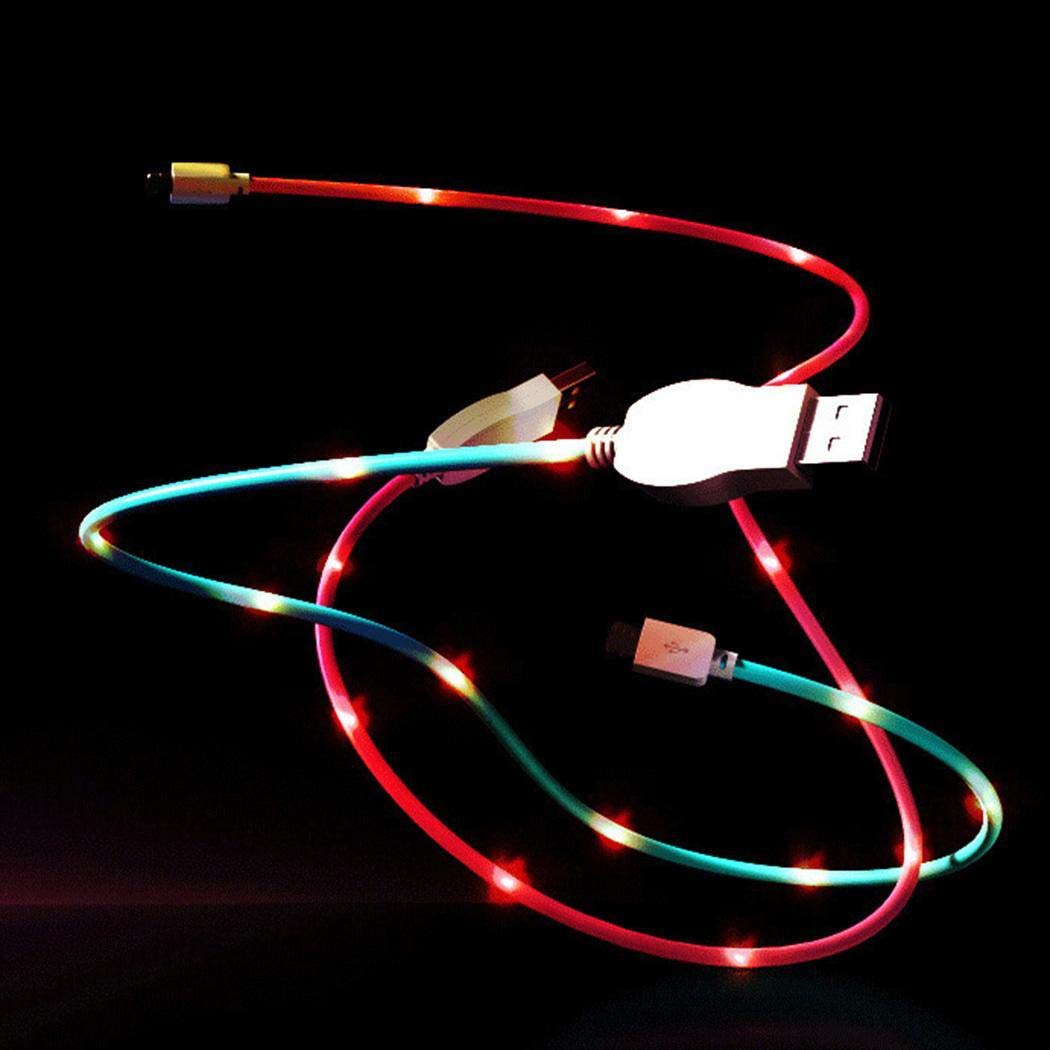 Minlop Rhythm Data Line Intelligent Voice Control Fast Charge Visible Flashing Lighting USB Cable 3.3ft LED Charger Charging Cord - Type C, Android