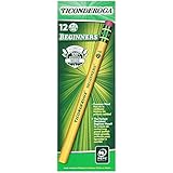 Ticonderoga Wood-Cased Beginner Pencils, #2 HB Soft, With Eraser, Yellow, 12 Count (13308)