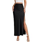 LYANER Women's Mid Waisted Ankle Length Bodycon Skirts Elegant Pencil Skirt with Side Slit