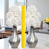 Flourish Vase with Artificial Flowers Grey White Pre Arranged view 3