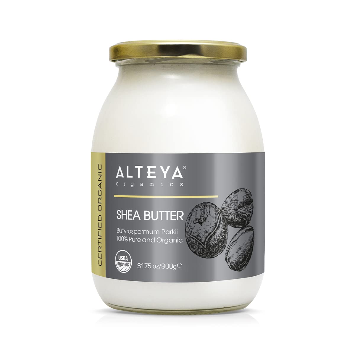 Аlteya Organic Shea Butter 900g - USDA Certified Organic 100% Pure, Natural, Vegan - All Skin Types Natural Body Butter - Face, Lips, Hair - Nourishes,Protects, Moisturizes