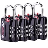 Forge TSA Luggage Combination Lock 4 Pack - Open Alert Indicator, Easy Read Dials, Alloy Body- Ideal for Travel, Lockers, Bags