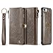 iPhone 8 Plus/ 7 Plus Case, XRPow Detachable Magnetic Leather Wallet Folio Flip Card Slim Cover for iPhone 7 Plus / 8 Plus 5.5inch with Wrist Strap Brown