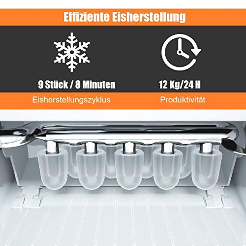 RELAX4LIFE Eiswürfelmaschine Tragbar 1,6 L, Ice Maker 9 Eiswürfel in 8 min, Eiswürfelbereiter 12 kg pro Tag, leise… – Bild 8