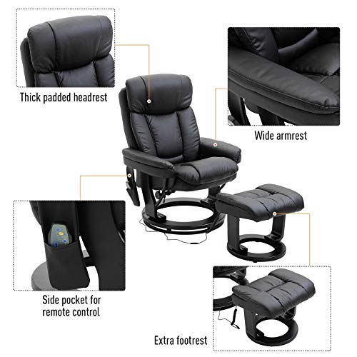 PU Leather Massage Recliner Chair with Ottoman 10 Point