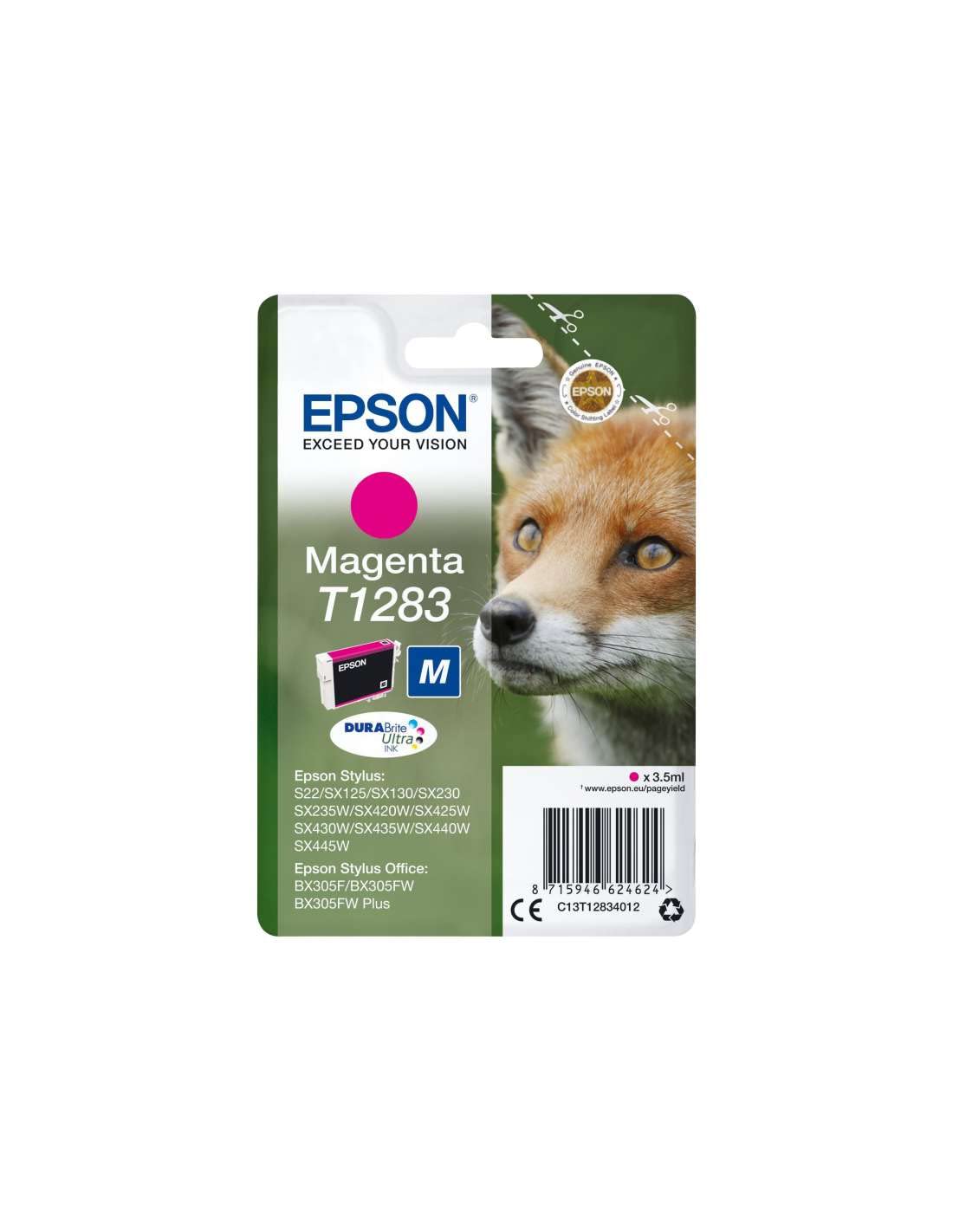 Epson T1283 Magenta Fox Genuine, DURABrite Ultra Ink Cartridge