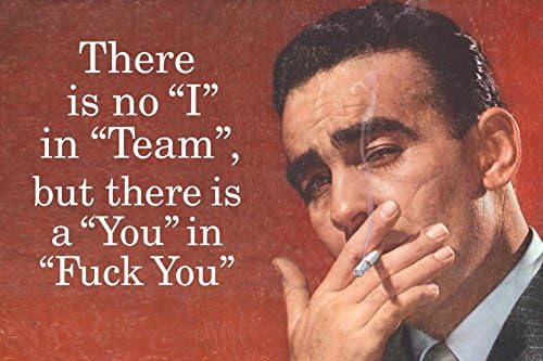 Laminated No I in Team But There's a You in Fck You - Funny Poster 24 x 36in