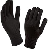 SEALSKINZ Unisex Merino full finger Glove Liner, Black, One Size