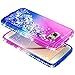 Galaxy Note 5 Case with Tempered Glass Screen Protector for Girls Kids Women, NageBee Glitter Liquid Sparkle Bling Floating Waterfall Shockproof Cute Case for Samsung Galaxy Note 5 -Purple/Blue