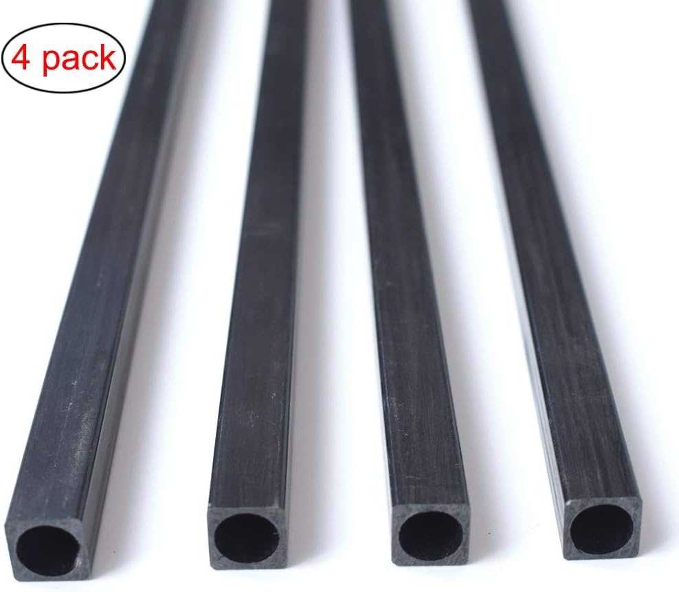 4pcs Square Rectangular Carbon Wing Tube 10x10x8.5x8.5x500mm Inner Round(pultrusion) for Quadcopter, RC Airplanes