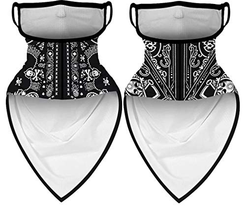 2PCS Bandanas Face Mask Balaclava Cover Protection from Dust UV Neck Gaiter Scarf Bandana with Ear Loops for Women