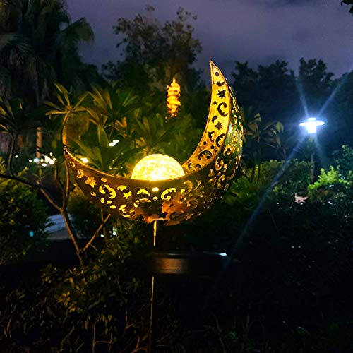 image for Aubasic Solar Powered Garden Lights, 2 Pack Antique Brass Hollow-Carve