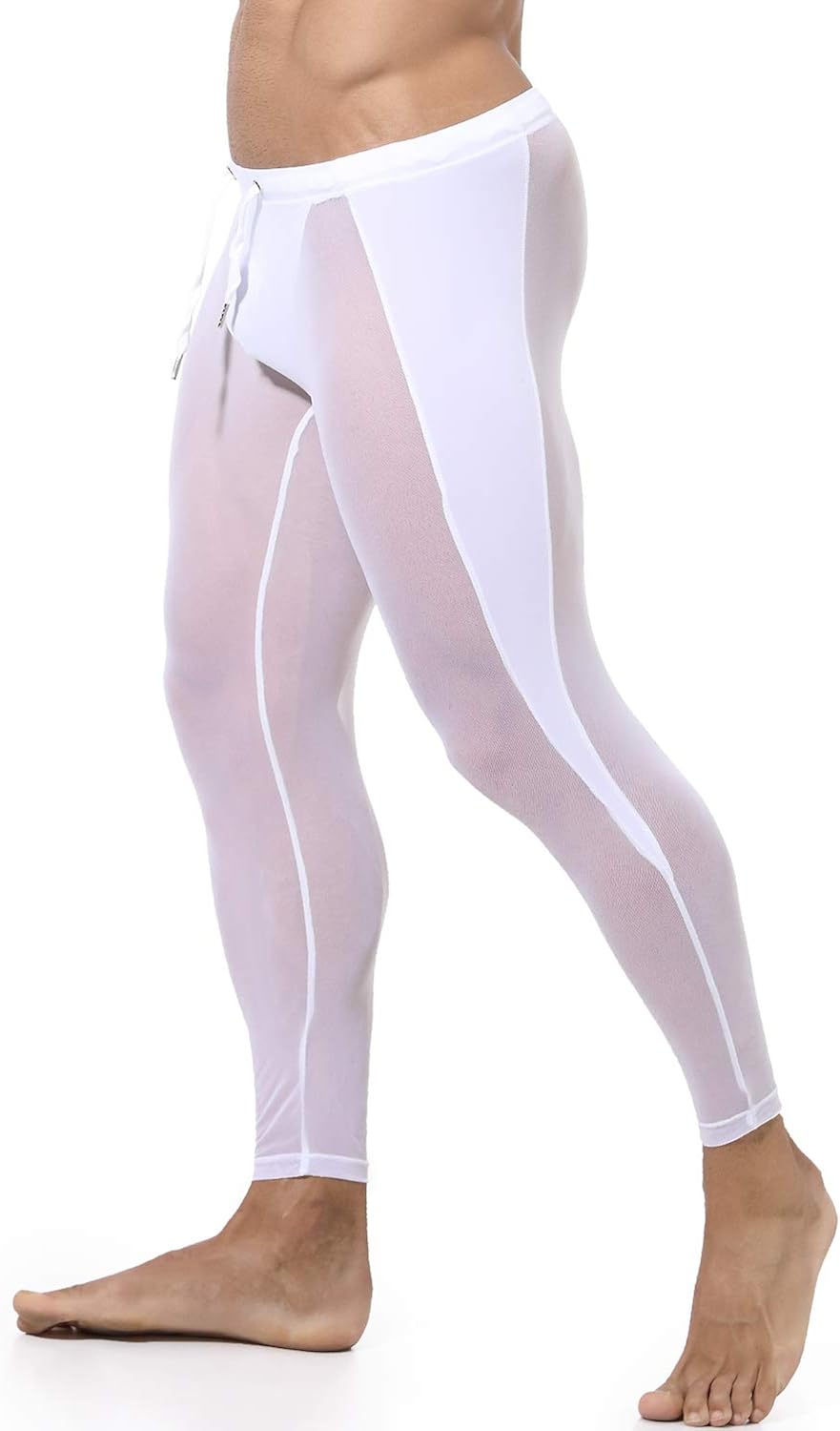 MIZOK Men's Mesh Yoga Pants See Through Compression Tights