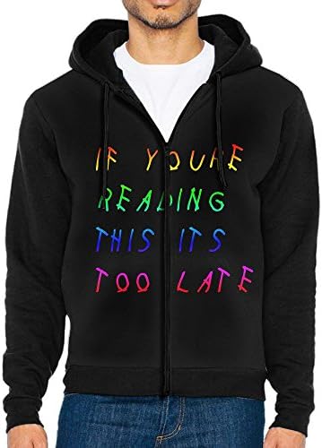 Rainbow If You're Reading This It's Too Late Mens Graphic Drawstring Hoodie