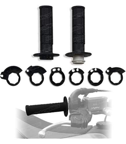 OTOM Lock-on Grip Set For Dirt Bikes - Non-Slip Grips With Throttle Tube & 6 Snap-on Cams, Fits 22mm Bars (Grey)