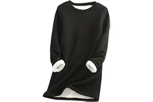 PEHMEA Women's Warm Sherpa Lined Fleece Pullover Winter Crewneck Sweatshirt Loungewear Tunic Tops