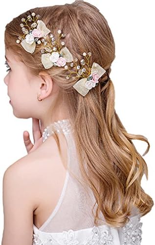 DreamYo 3 Packs Headdress Flowers Beading Beautiful Girls Hair Accessories