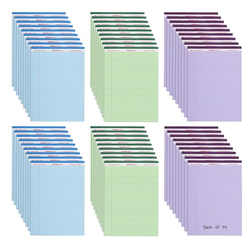 Roaring Spring Enviroshades Assorted Colored Legal Pads, 54 Pack, Legal Ruled R…