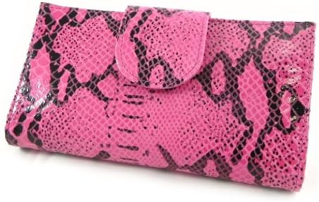 Leather checkbook holder 'Frandi' pink python.