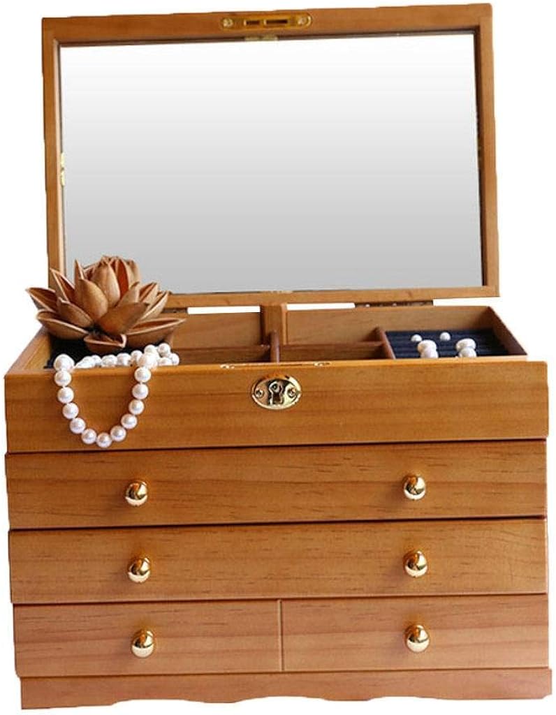 ELYSYSRL Joyero, De Madera Bulk con Cerradura Mueble para Joyas con