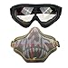 Airsoft Masks- Adjustable Half Metal Steel Mesh Face Mask And UV400 Goggles Set For Hunting, Paintball, Shooting (Jungle, 1 Set)